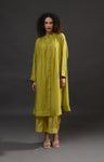 Neck Gather Metallic Dots Chanderi Co-Ord (Set of 2)- Pista Green