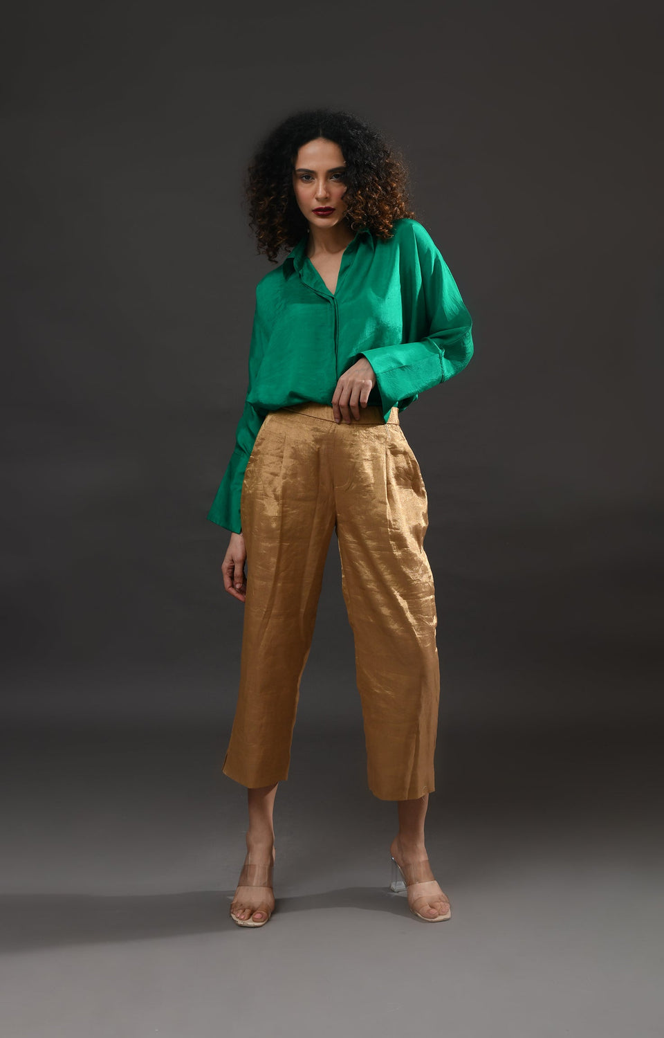 emerald green mulberry silk shirt - formal shirt