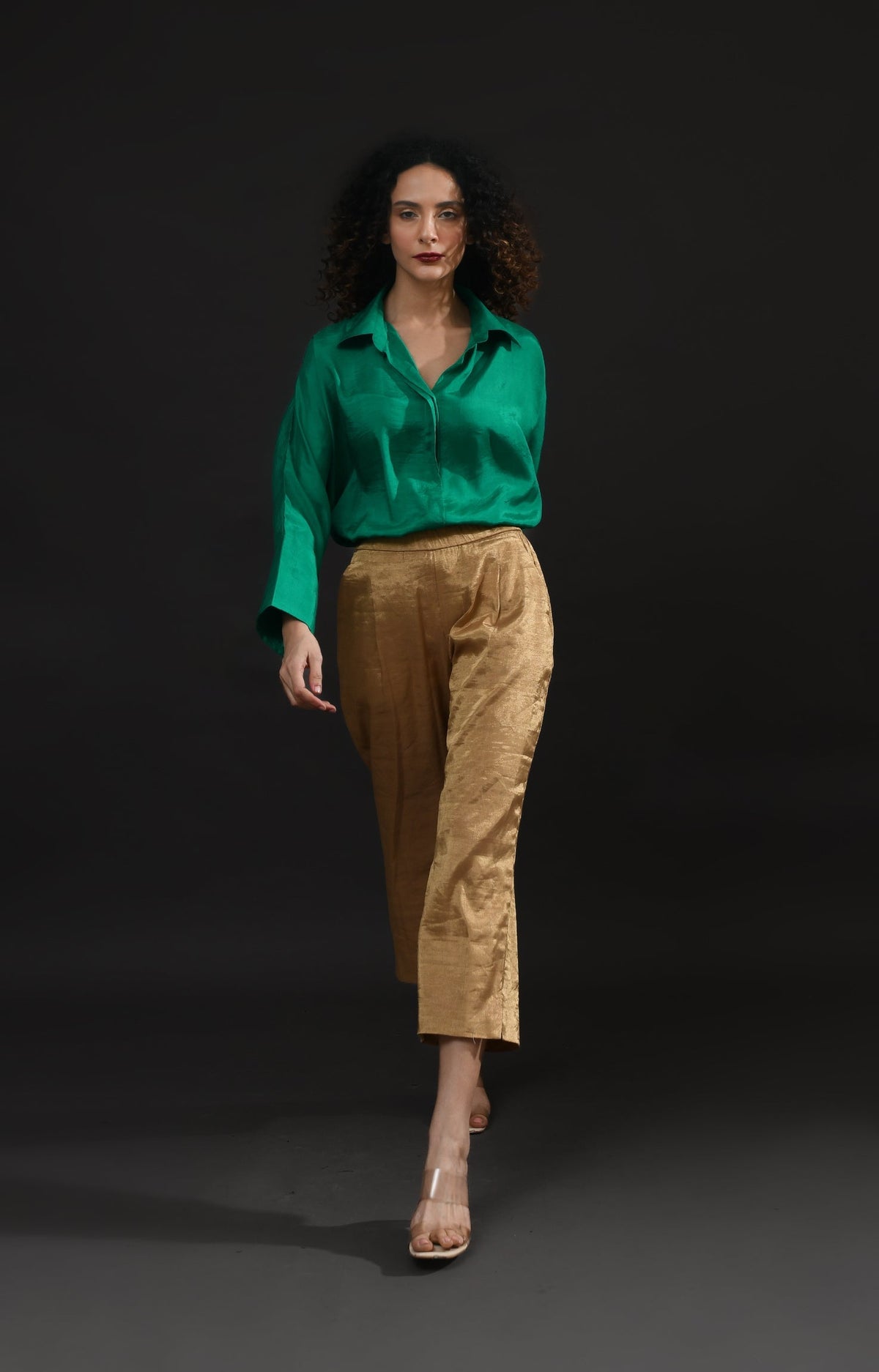Straight Cut Tissue Trouser- Gold