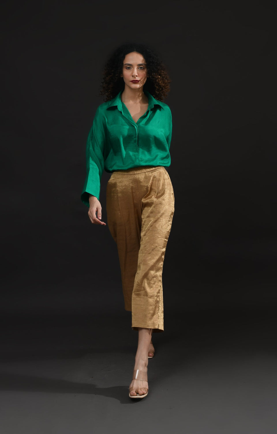 emerald green mulberry silk shirt - formal shirt