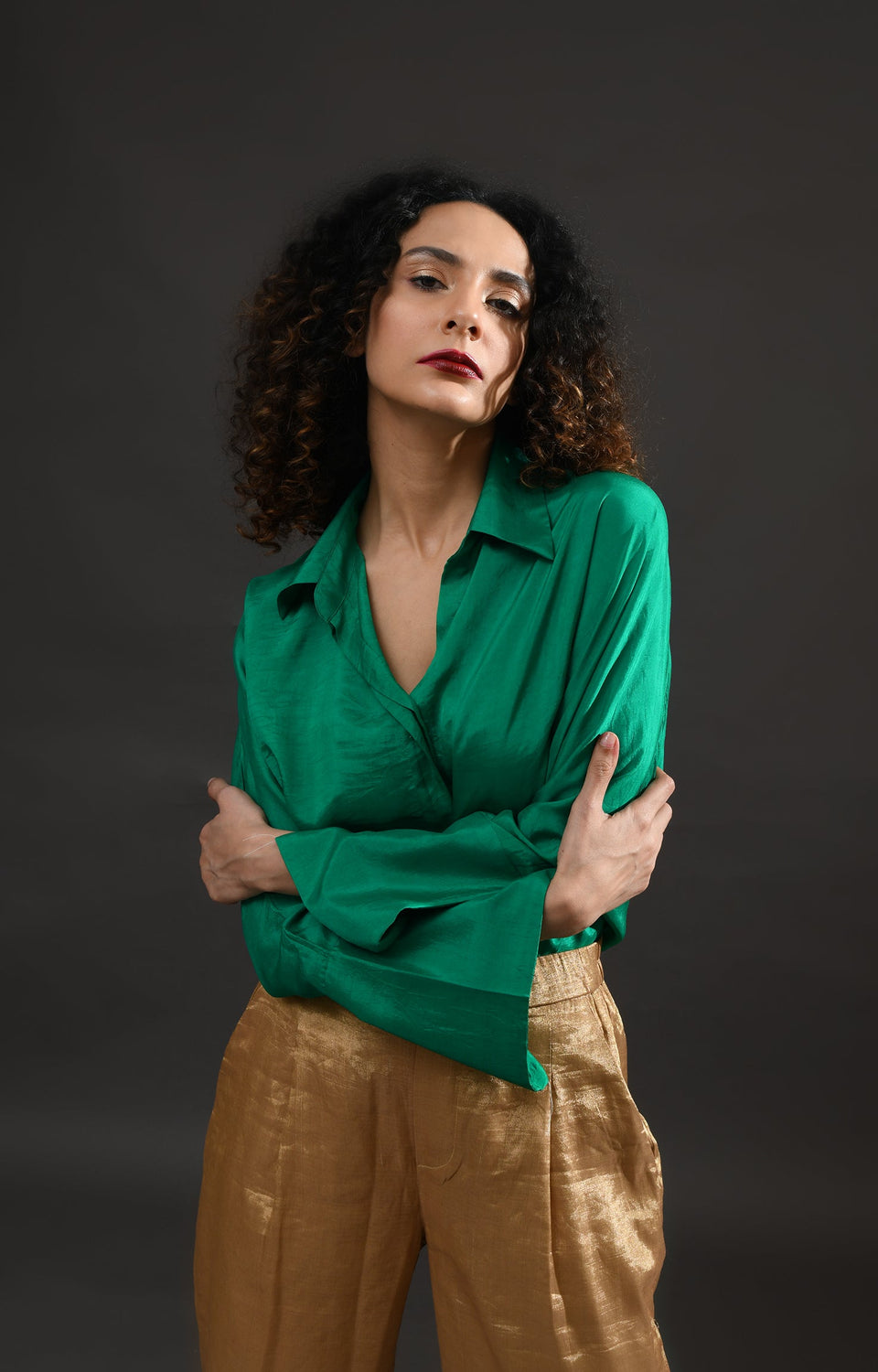 emerald green mulberry silk shirt - formal shirt