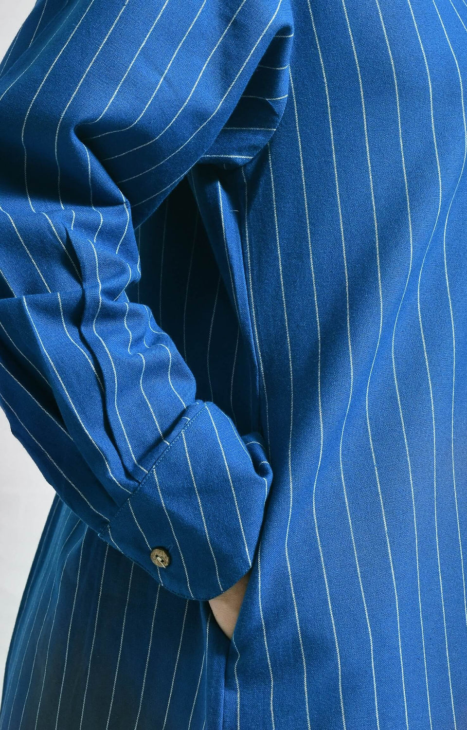 colbat blue cotton striped box front slit kurta co-ord set of 2