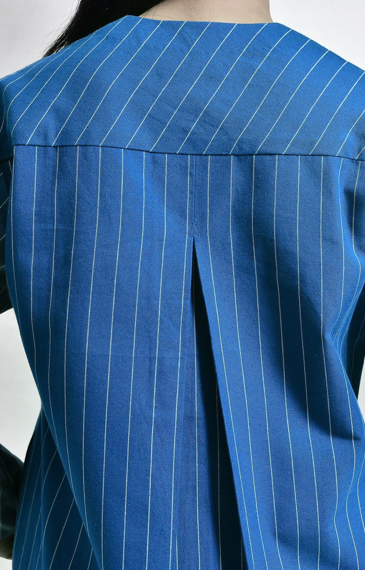 colbat blue cotton striped box front slit kurta co-ord set of 2