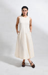 Pinstriped Ingrid Dress- White