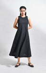 Pinstriped Ingrid Dress- Black