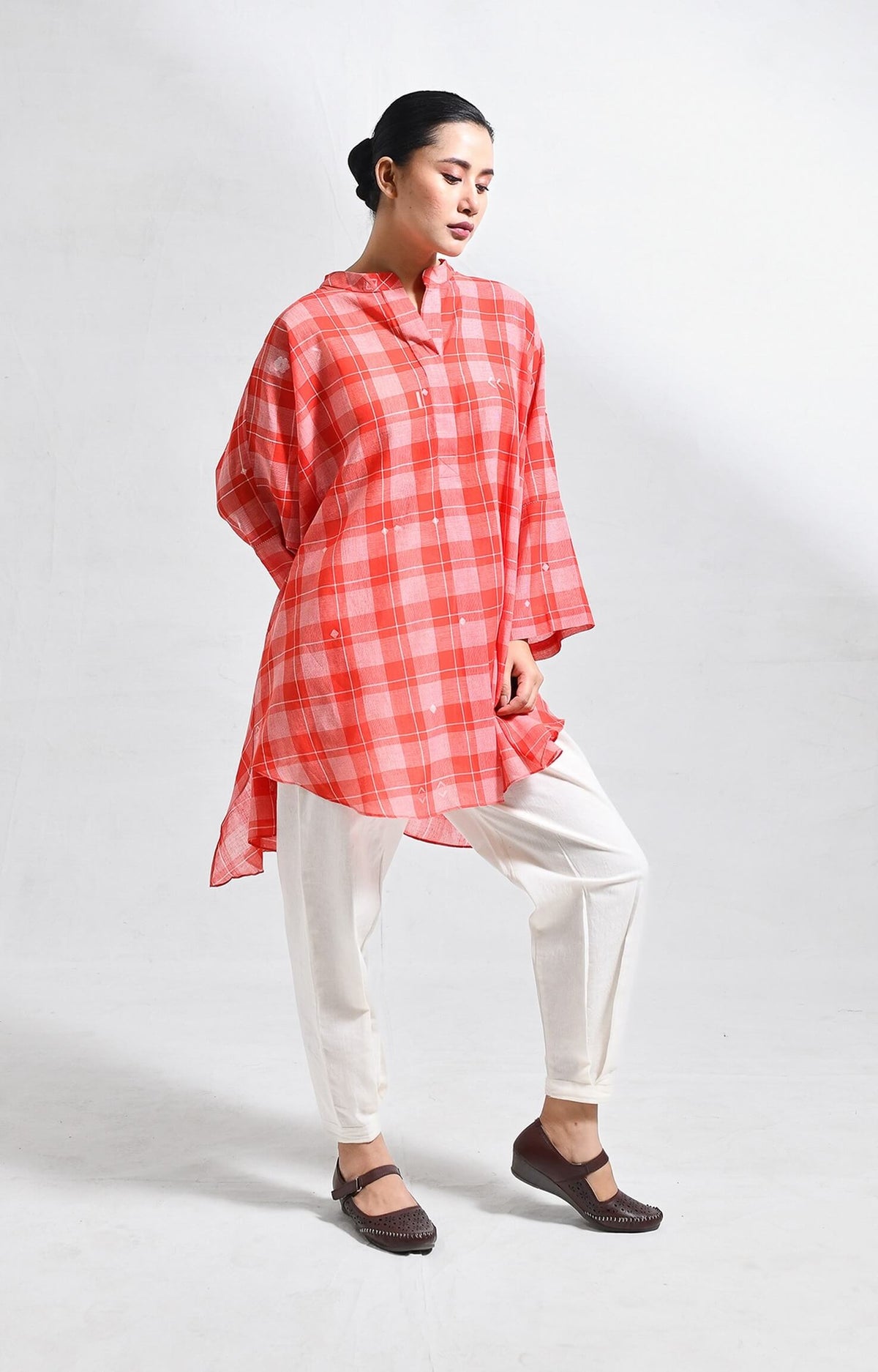 kurta set with traditional handwoven detailing