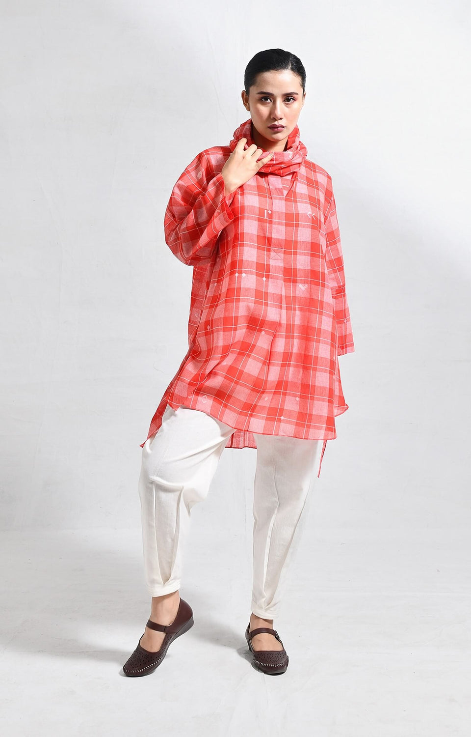 kurta set with traditional handwoven detailing