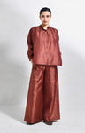 Silk Lounge Co-ord- Maroon