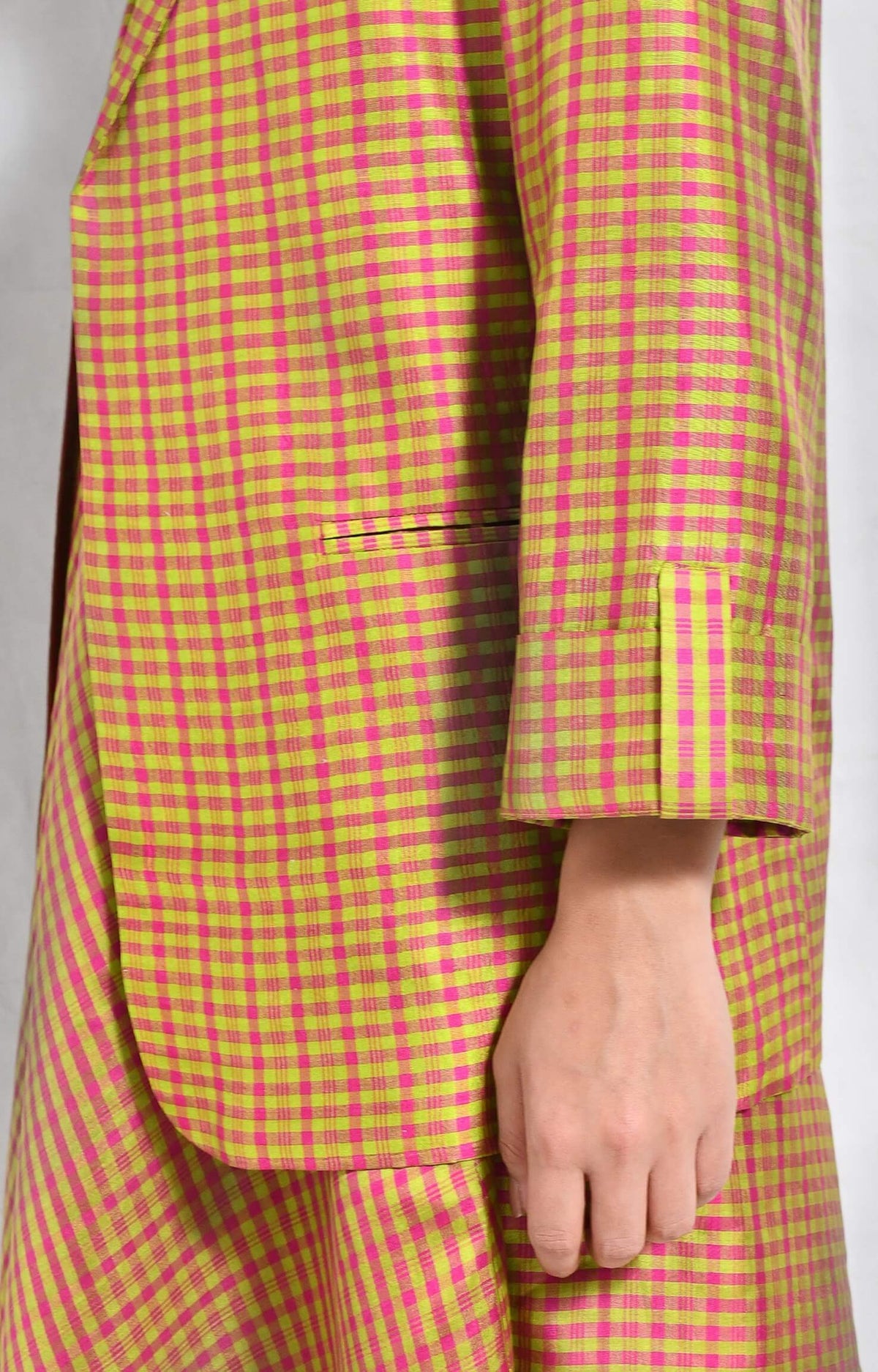 Monette Silk Dress with Lumen Blazer- Pink & Olive