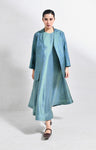 Lumen Silk Blazer- Blue & Green