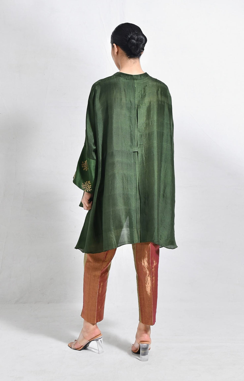 Green Mulberry silk kurta for women with soft sheen  finish