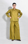 Silk Lounge Co-ord- Mustard & Brown