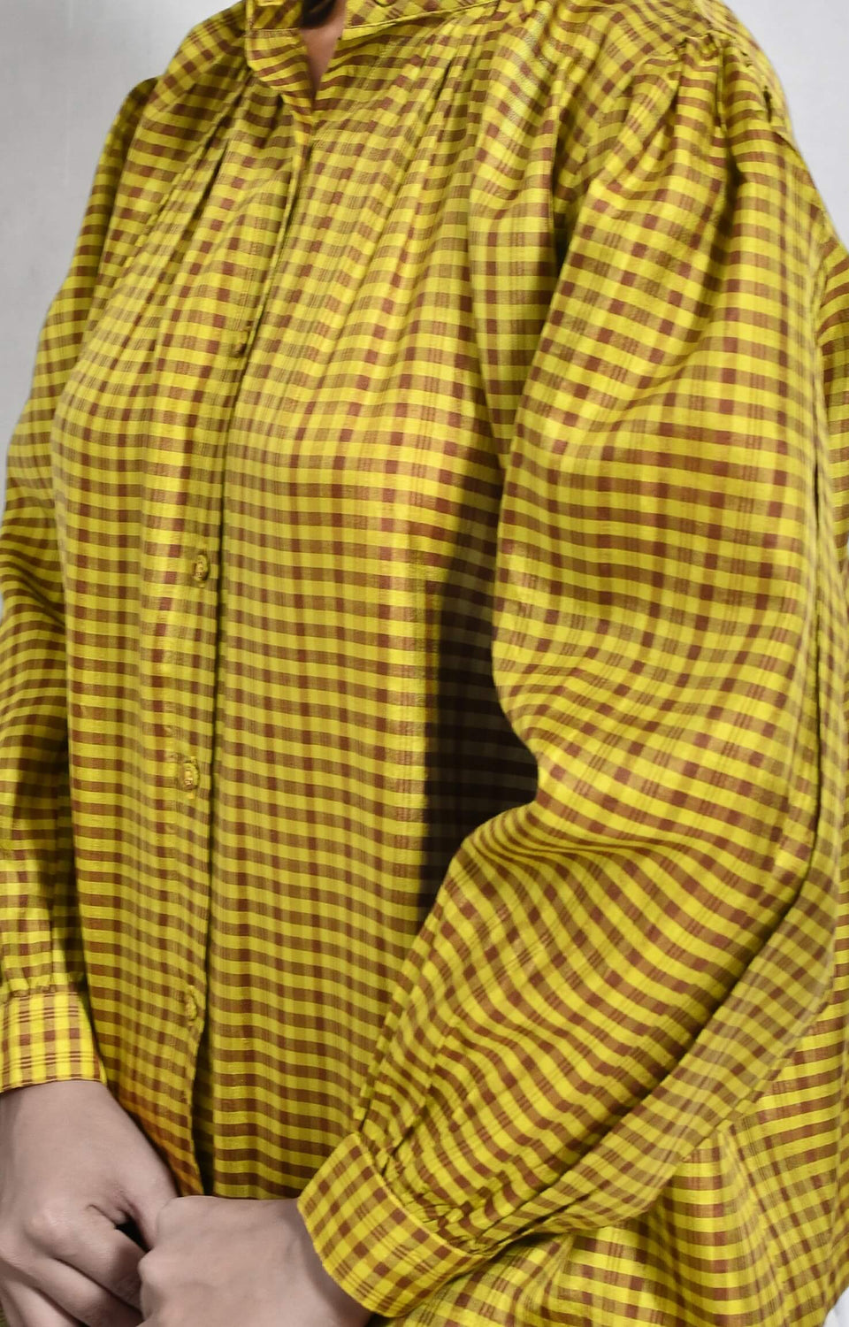 Mustard Bangalore silk lounge co-ord set for women by Hiranya