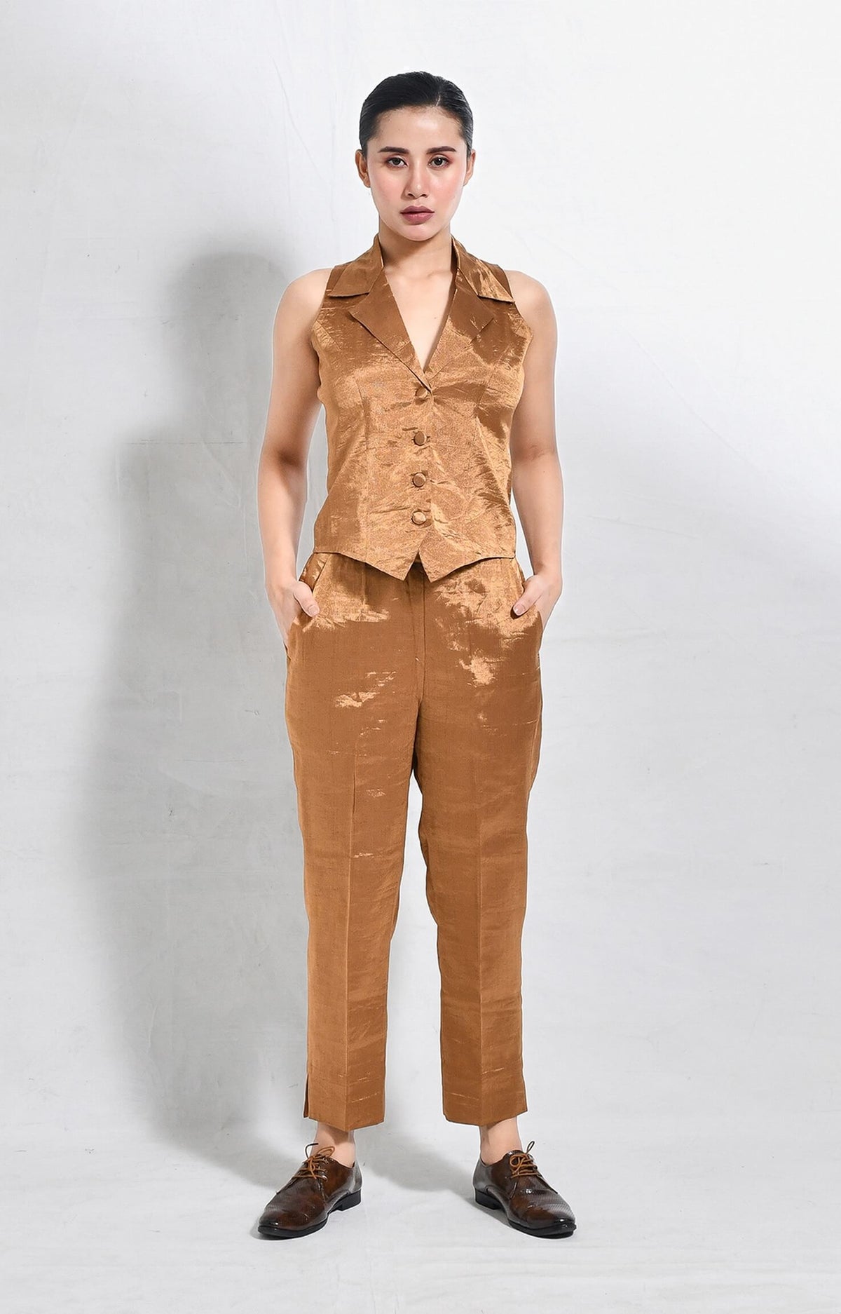Arbor Waistcoat Co-ord (Set of 2)- Gold