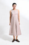 Pinstriped Monette Dress- Silver & Red