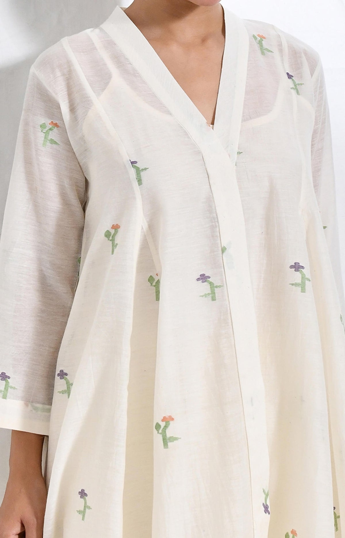 Kora khadi silk jamdani kurta set