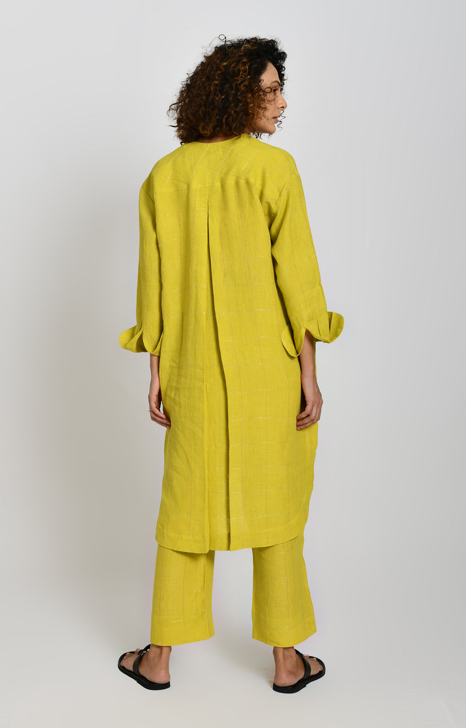Olive linen tunic co-ord set with matching bottoms