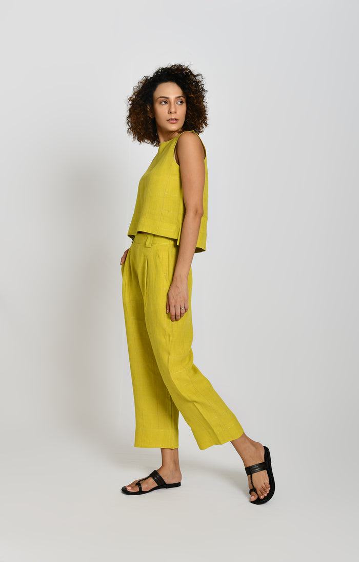Linen Pant Co-ord Set- Olive