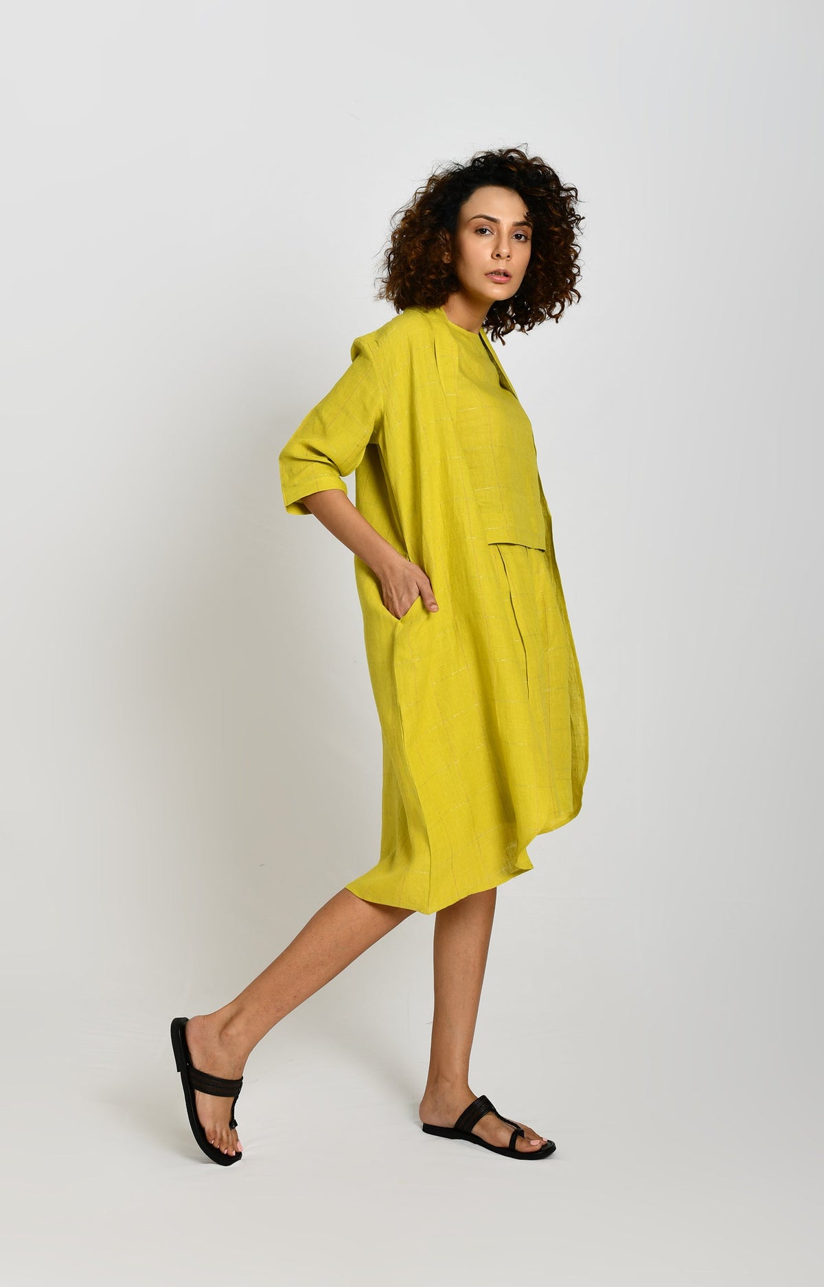 Linen Bermuda Co-ord Set- Olive