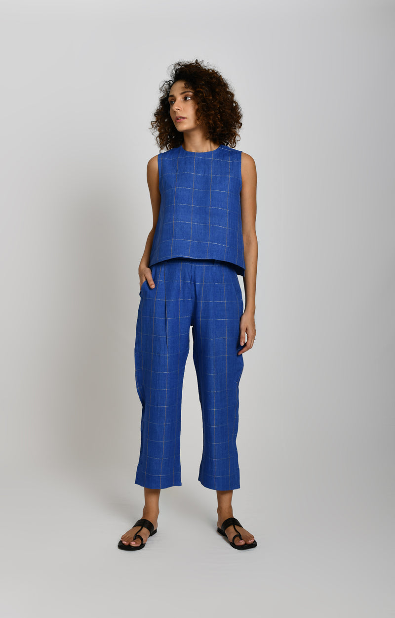 Cobalt blue linen pant co-ord set