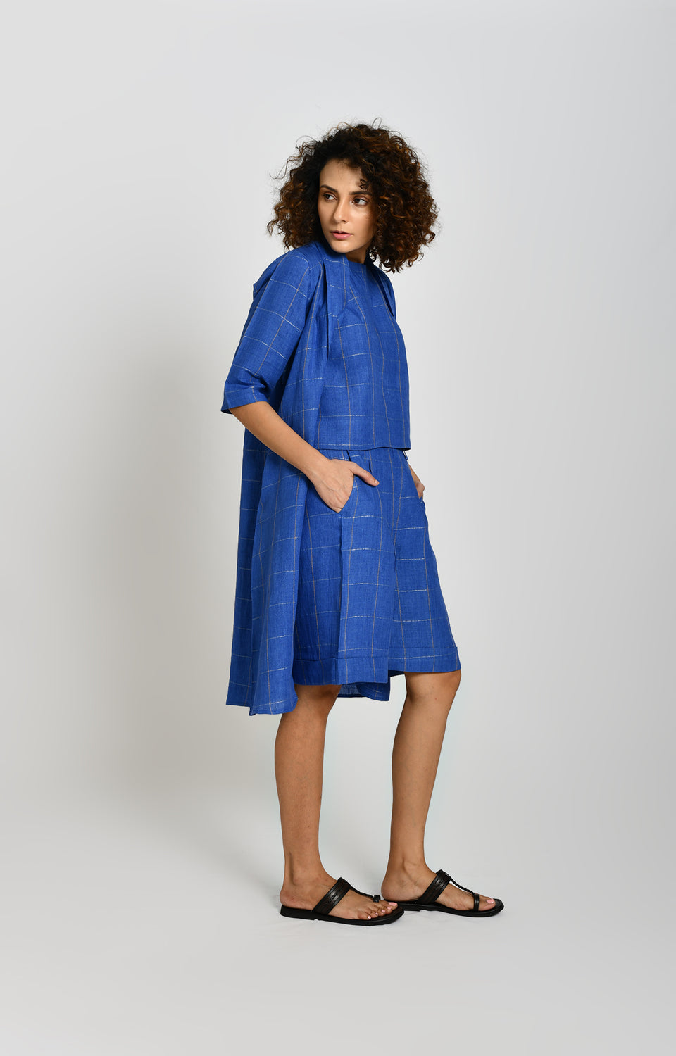 Cobalt blue linen summer jacket