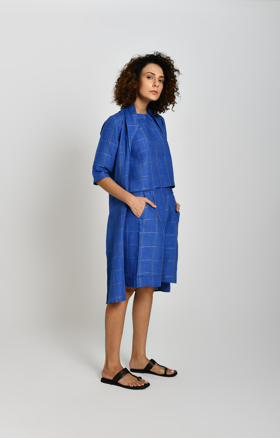 Cobalt blue linen summer jacket