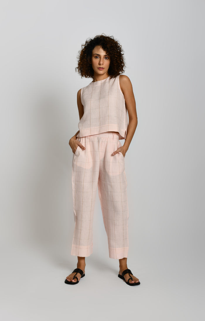 Baby pink linen pant co-ord set