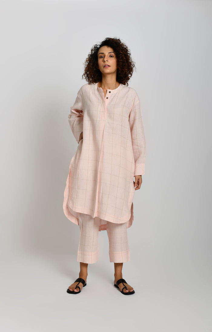 Baby pink linen tunic co-ord set with matching pants