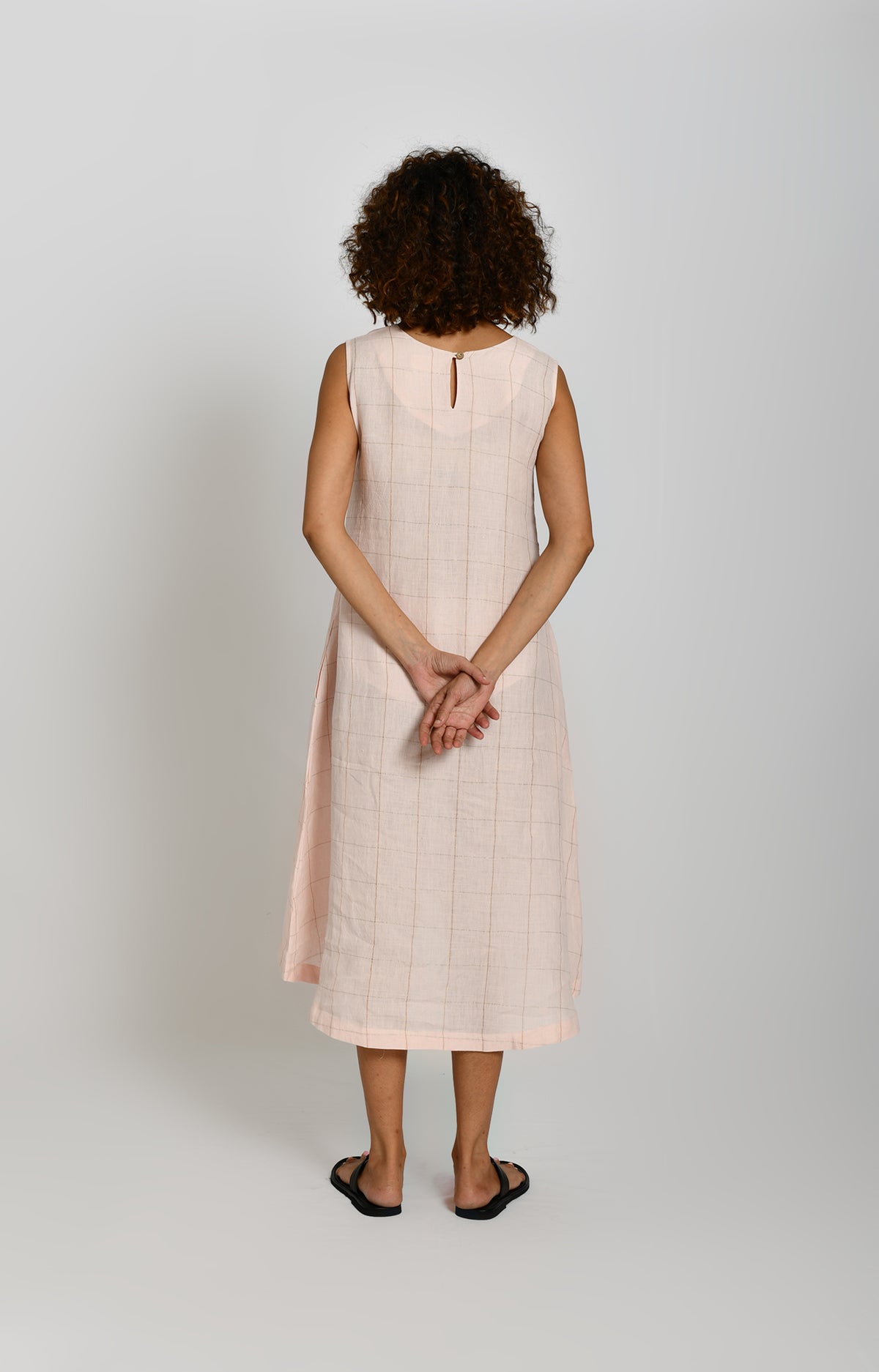 Linen A-Line Dress- Pink