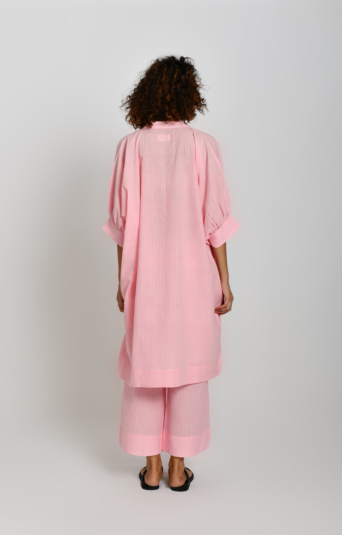 Pink striped kaftan in tunic style for women - Hiranya