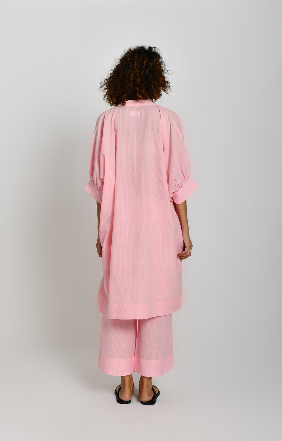 Pink striped kaftan in tunic style for women - Hiranya