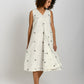 Front Flare Jamdani A- Line Dress- White