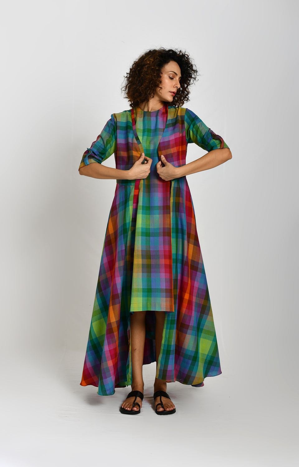 Madras checks Queens jacket with structured design