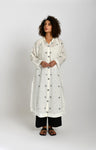 Neck Gather Jamdani Tunic- White