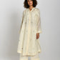 Khadi Silk Neck Gather Jamdani Tunic- Off-white