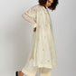 Khadi Silk Neck Gather Jamdani Tunic- Off-white
