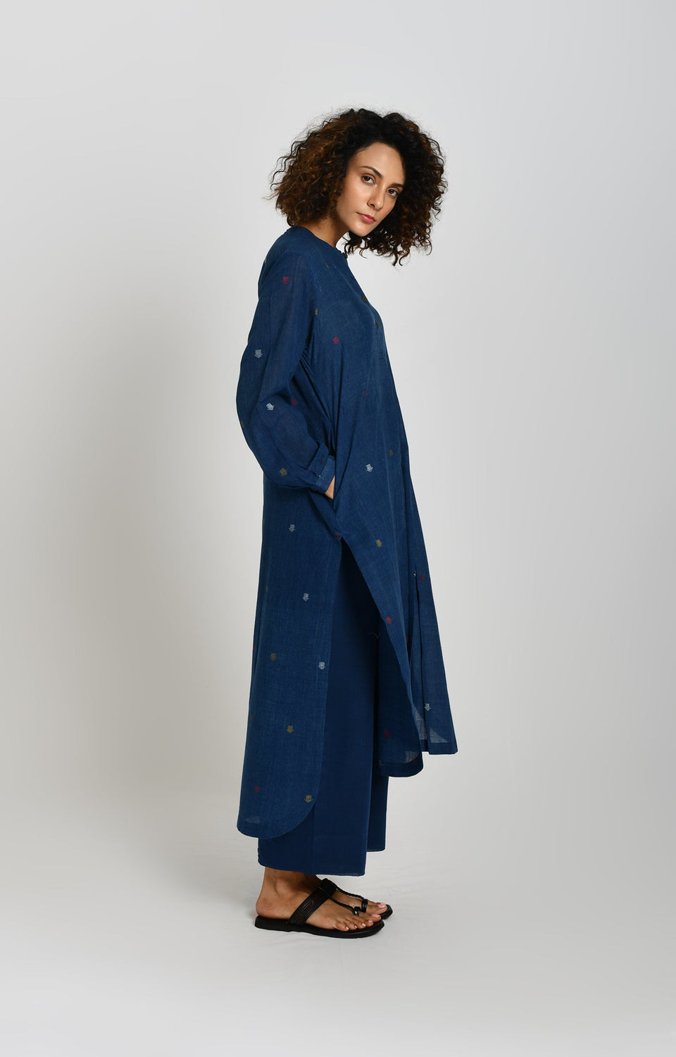 Tersa Jamdani Tunic- Indigo