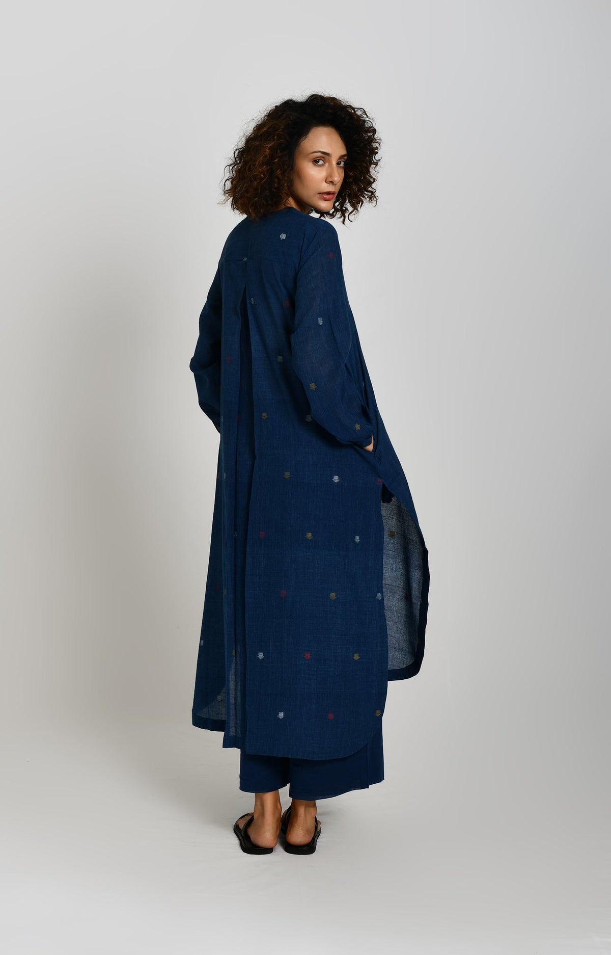 Tersa Jamdani Tunic- Indigo