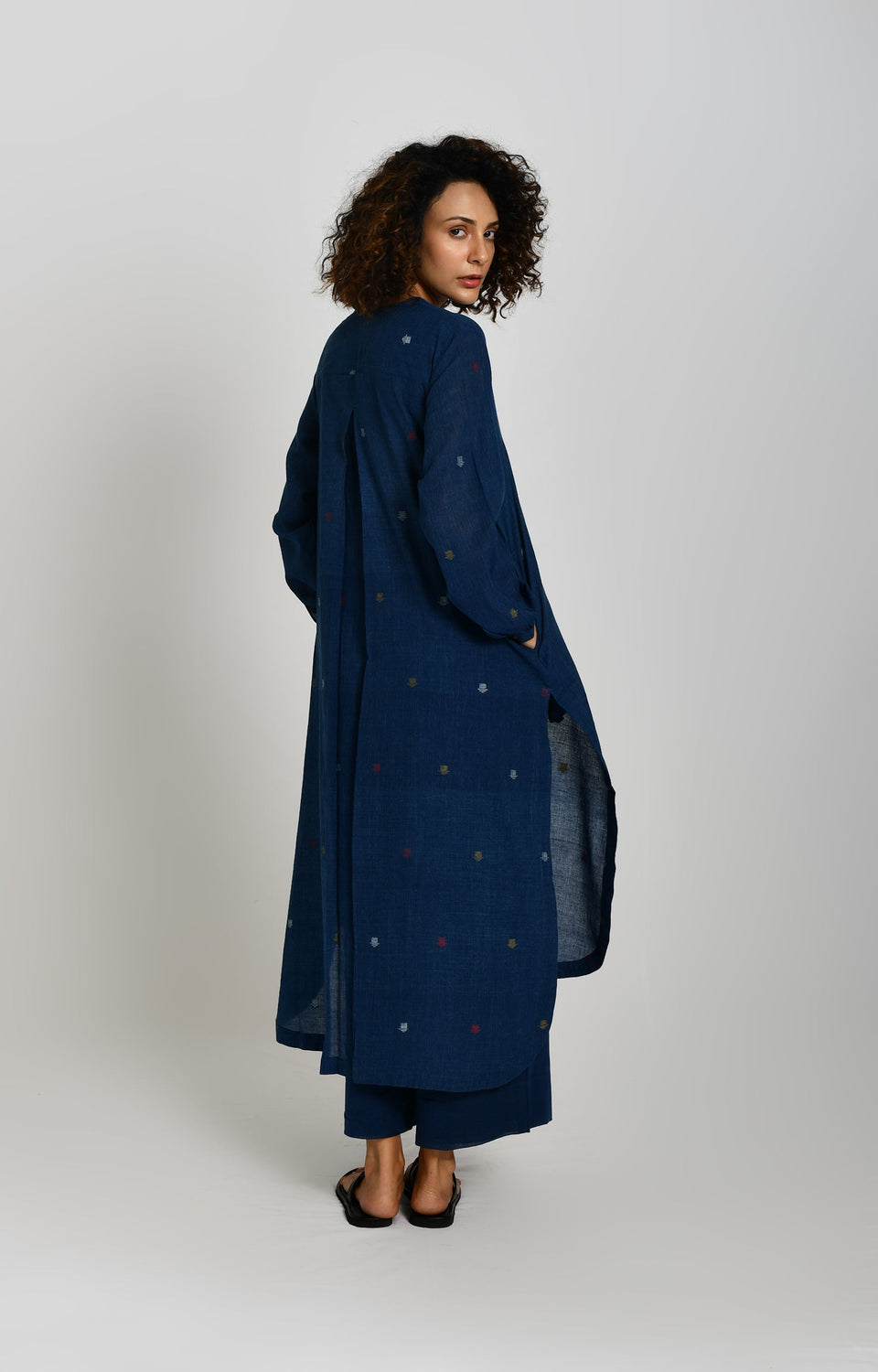 Tersa Jamdani Tunic- Indigo
