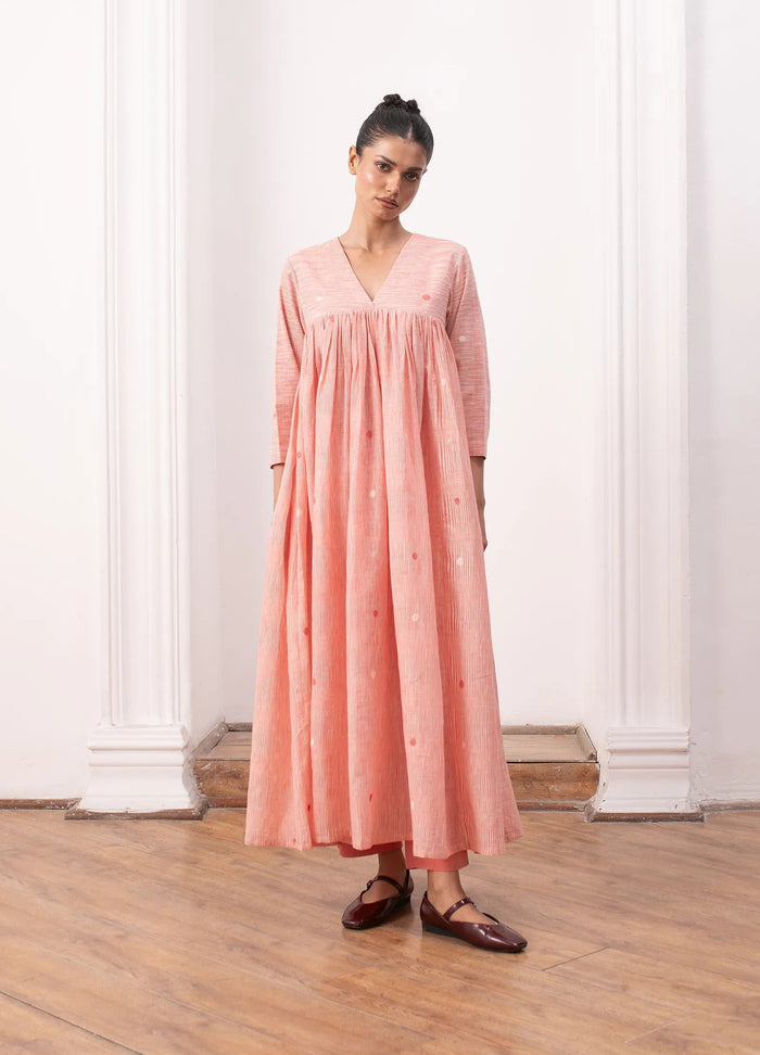 Pink kurta set with relaxed kurta top and wide-leg trousers Hiranya