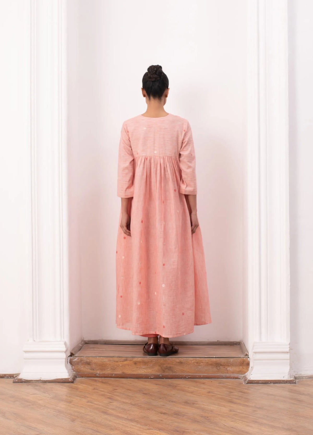 Pink kurta set with relaxed kurta top and wide-leg trousers Hiranya