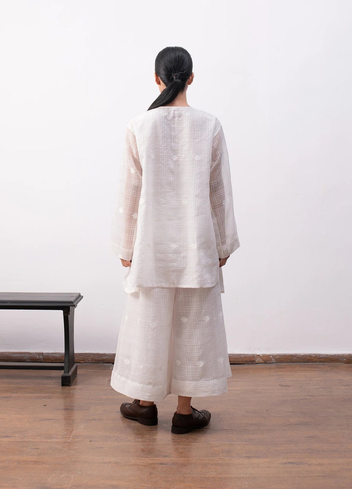 Soft white co-ord with relaxed shirt and trousers - Hiranya
