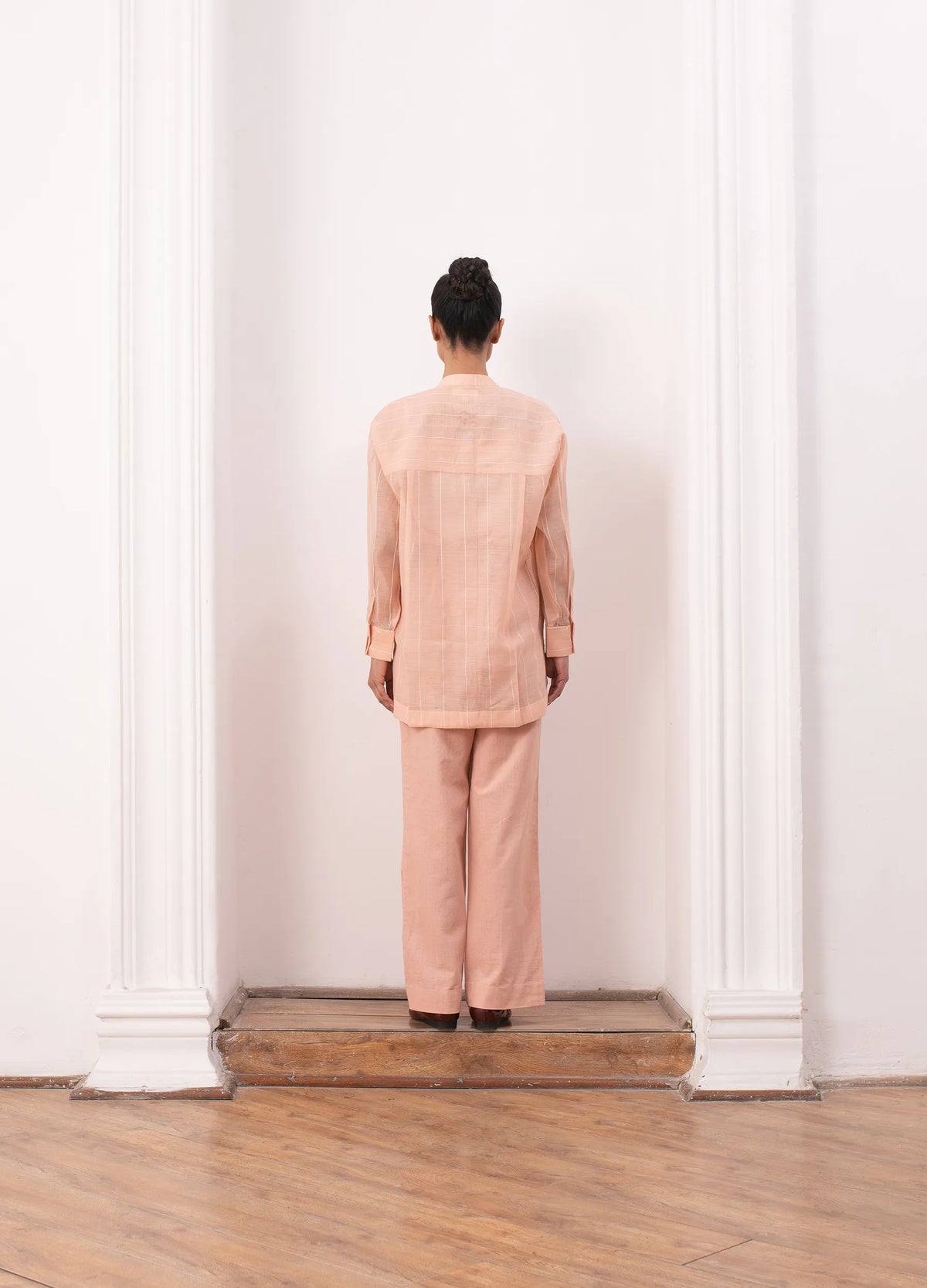 Peach co-ord with structured top and trousers Hiranya