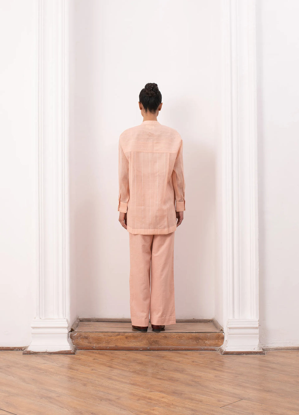 Peach co-ord with structured top and trousers Hiranya