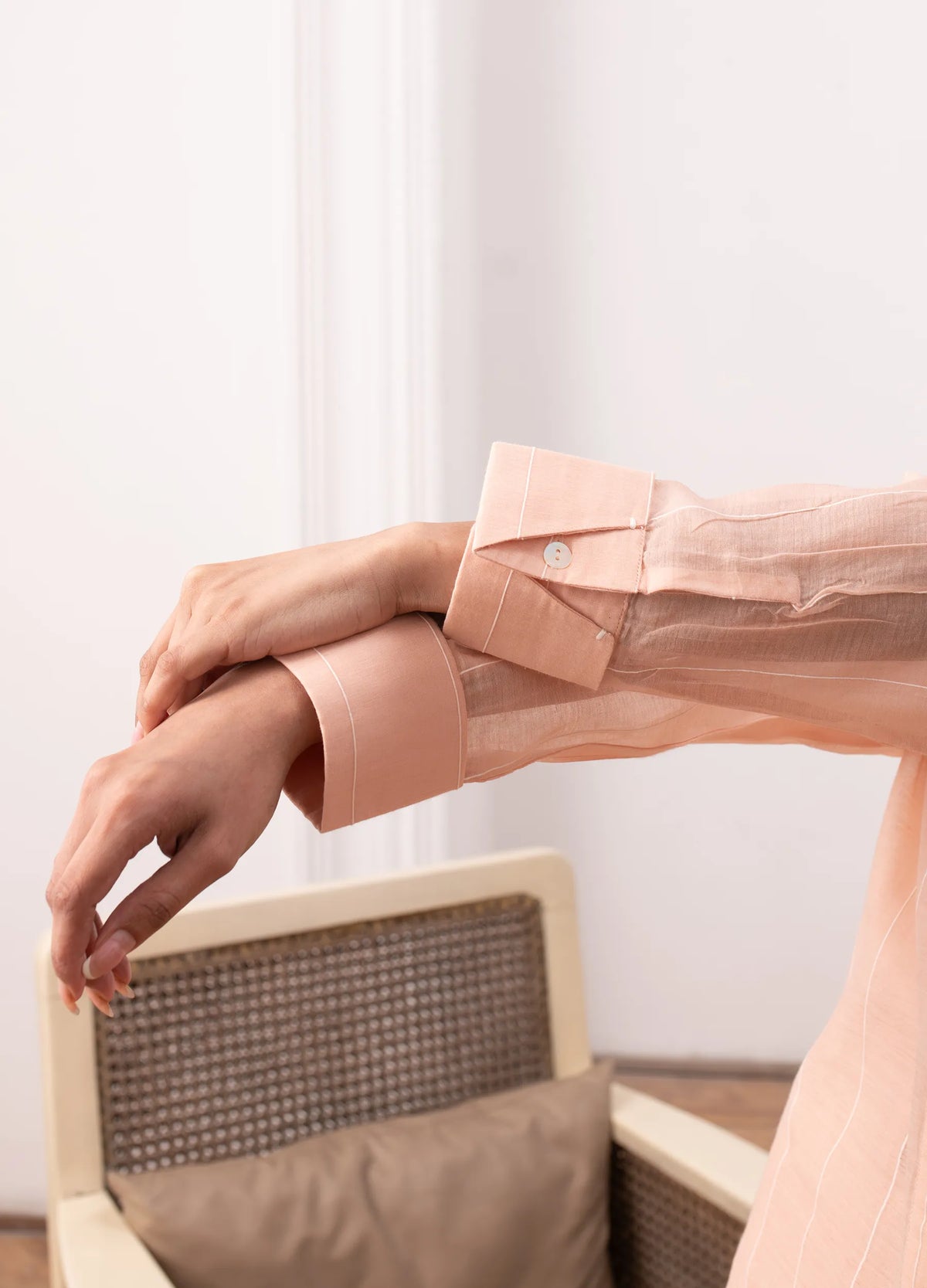 Peach co-ord with structured top and trousers Hiranya