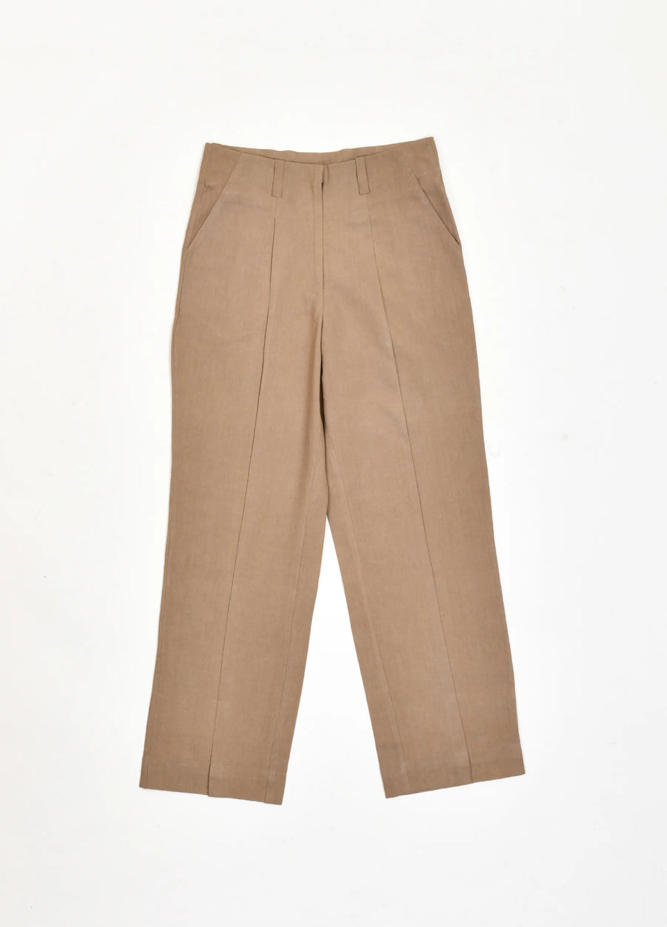 beige co-ord set with subtle stripes, relaxed-fit top and straight pants – Hiranya