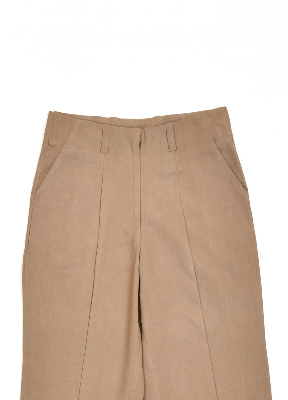 beige co-ord set with subtle stripes, relaxed-fit top and straight pants – Hiranya