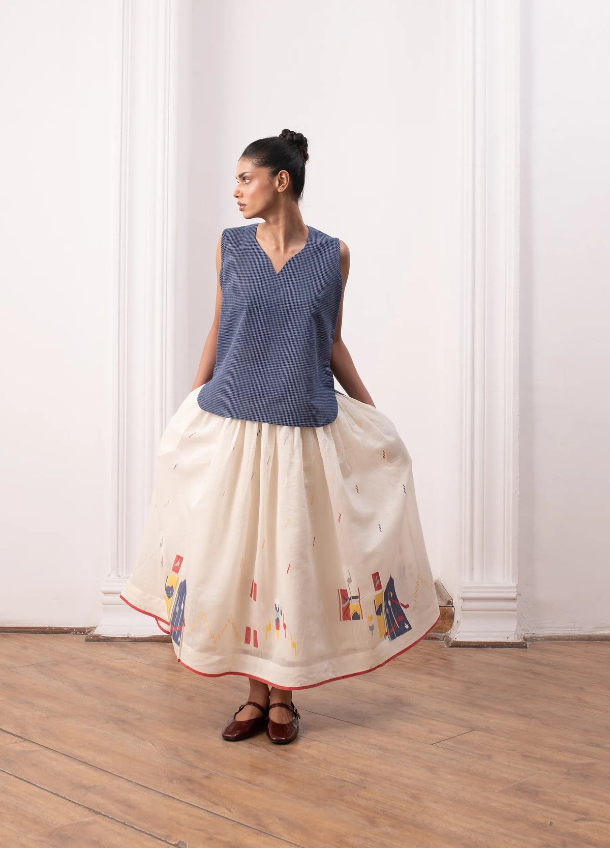 Sophie Jamdani Skirt (Ivory) 1