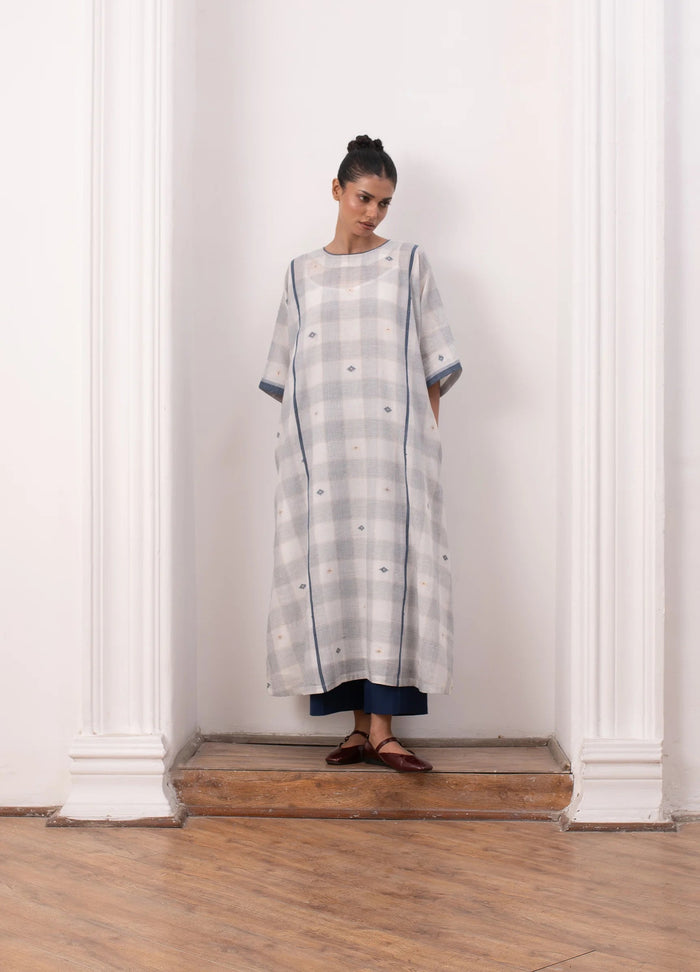 Kusama Jamdani Co-Ord (White & Indigo)