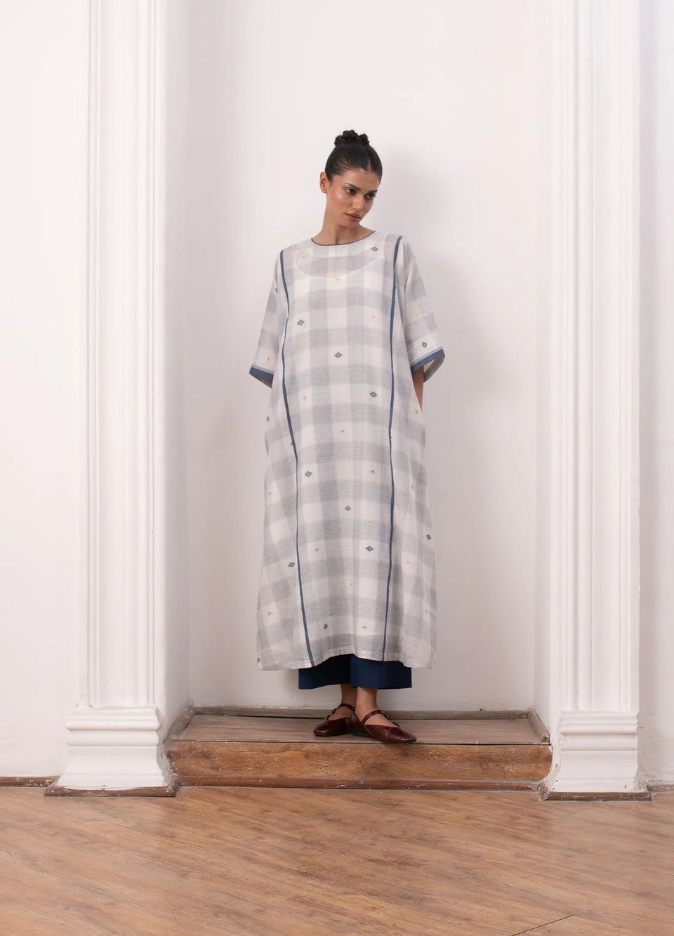 Soft white co-ord set with relaxed kurta top and straight trousers -Hiranya